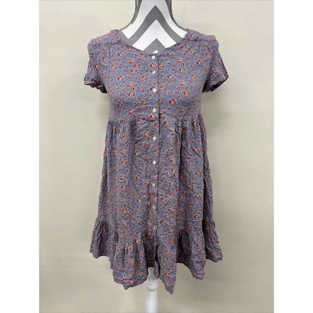 New POLO Ralph Lauren Outlet II Blue Short Sleeve Flower Dress pockets Size 16